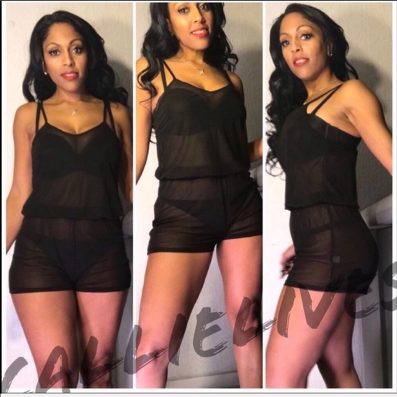 Xena Cami: Romper Shorts mesh Sheer Sexy Jumpsuit - Picture 3 of 8